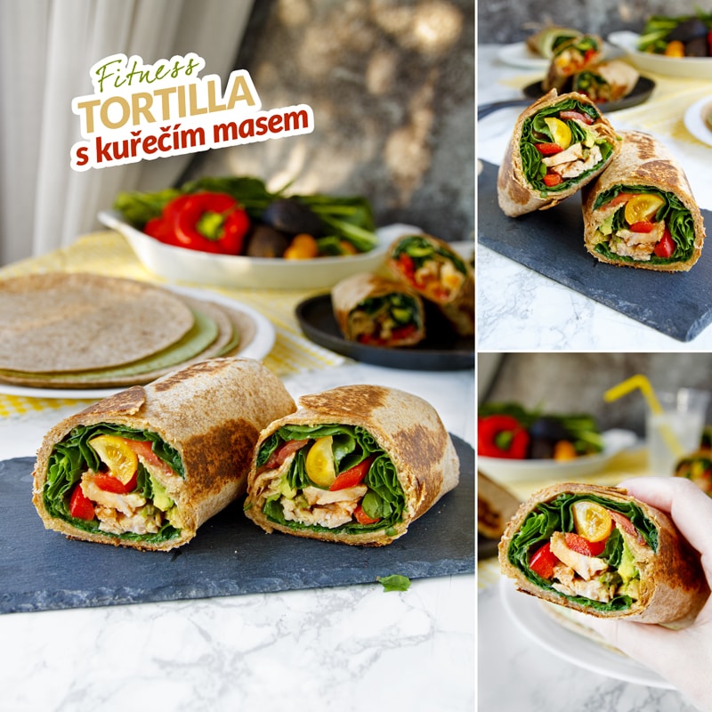 Zdravá tortilla s kuřecím masem burrito recept Bajola