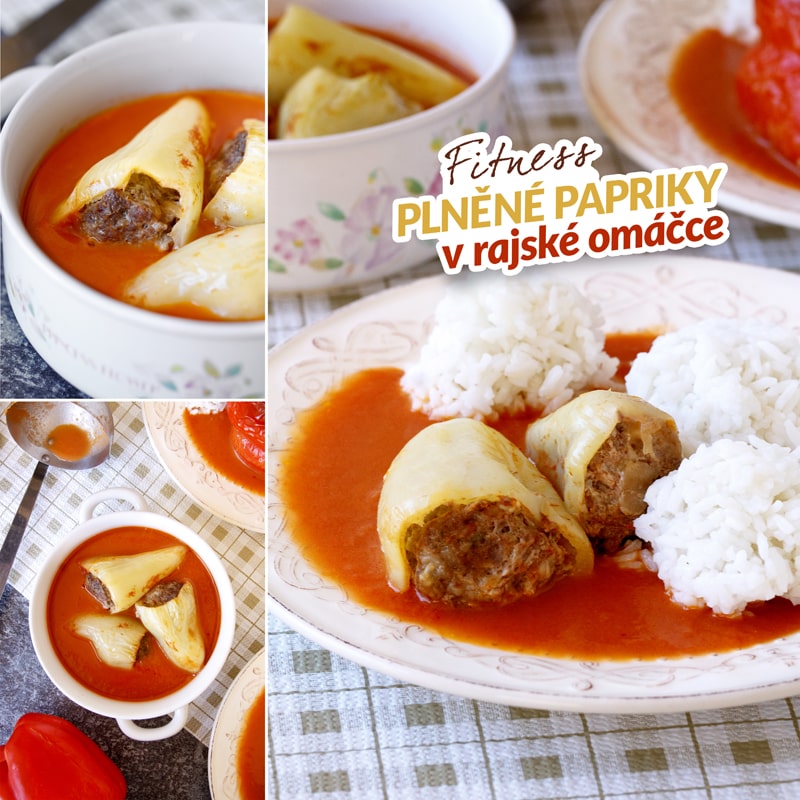 Zdravé plněné papriky a rajská omáčka - recept Bajola