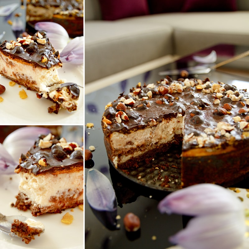 Fitness lískoořiškový cheesecake dort s čokoládou - zdravý recept Bajola