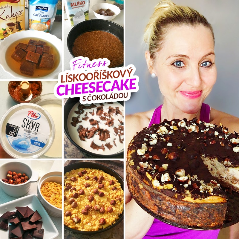 Fitness lískoořiškový cheesecake dort s čokoládou - zdravý recept Bajola