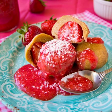 Fitness tvarohové jahodové knedlíky - zdravý recept Bajola
