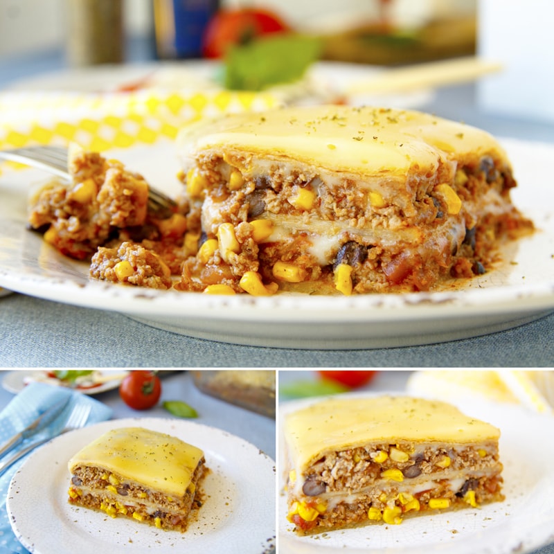 Fitness tortillové taco lavaš lasagne - zdravý recept Bajola