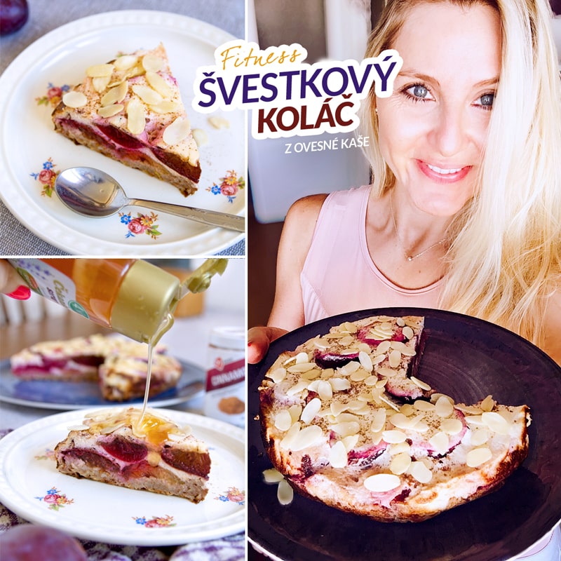 Fitness švestkový koláč z ovesné kaše - zdravý recept Bajola