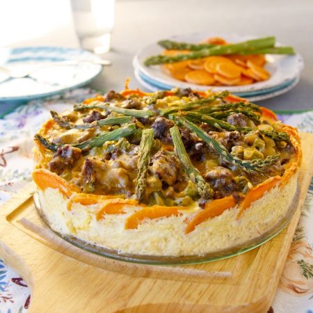 Fitness batátový koláč s chřestem - zdravý fit recept