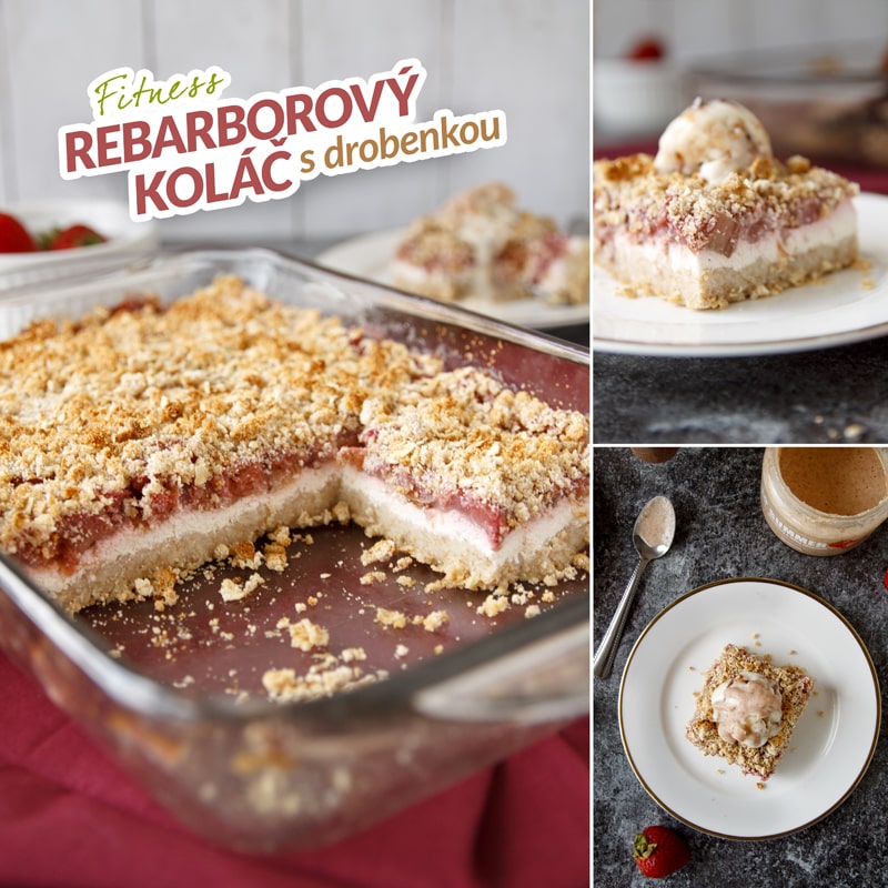 Fitness rebarborový koláč a fit drobenka - recept Bajola