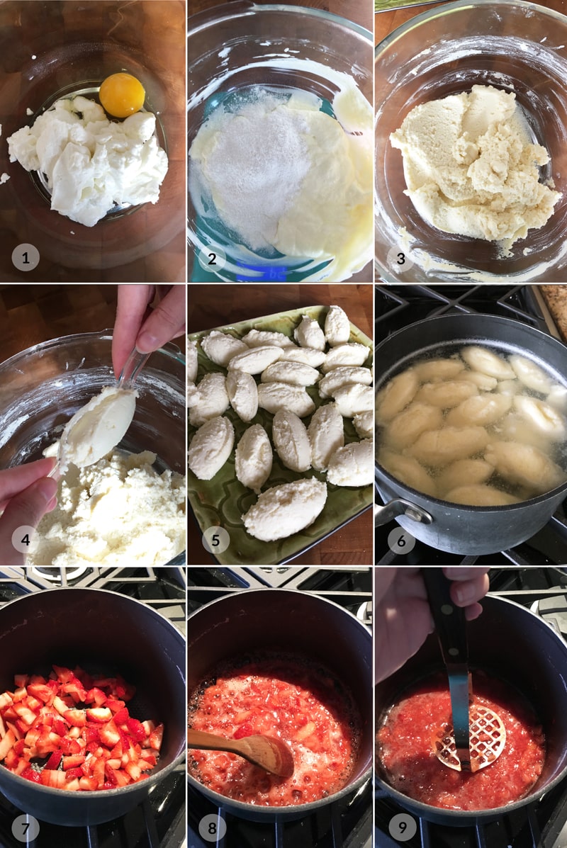 Tvarohové noky s jahodami - foto postup receptu