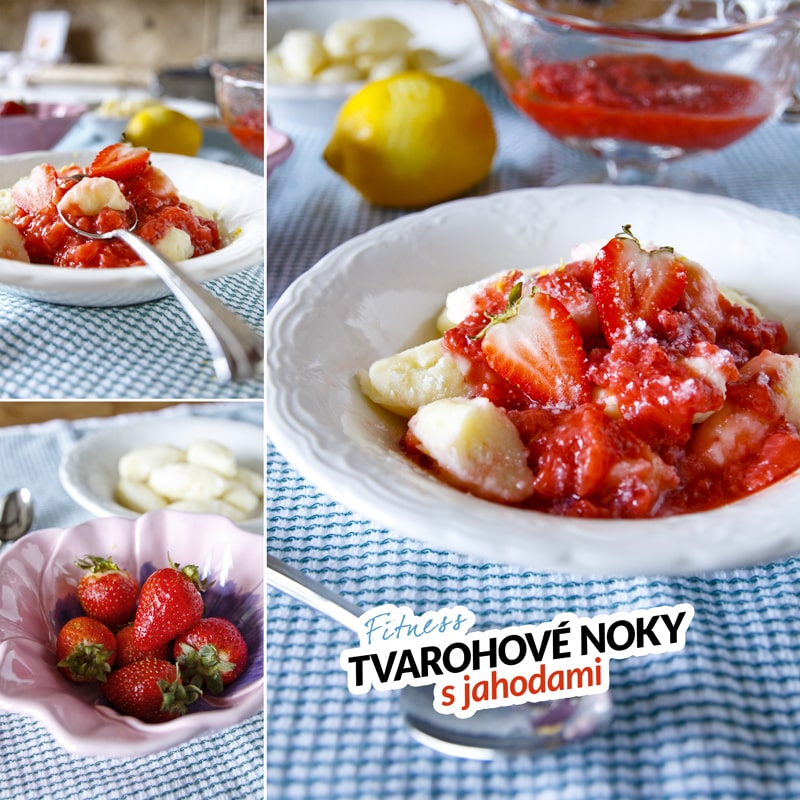 Fitness tvarohové noky s jahodami