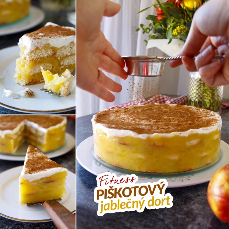 Fit jablečný piškotový dort - recept Bajola