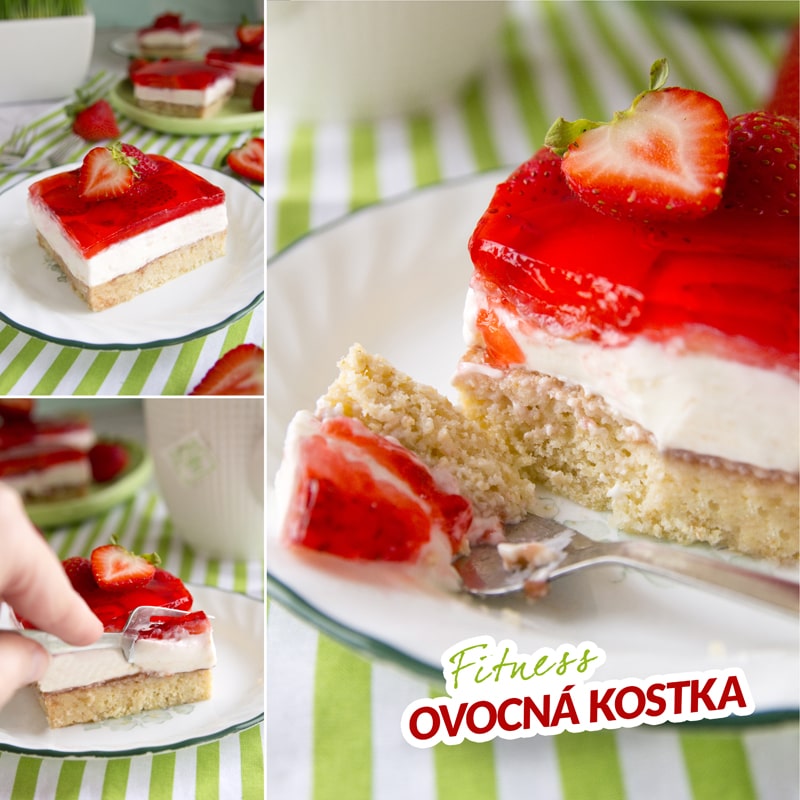 Zdravá jahodová ovocná kostka - zákusek - recept Bajola