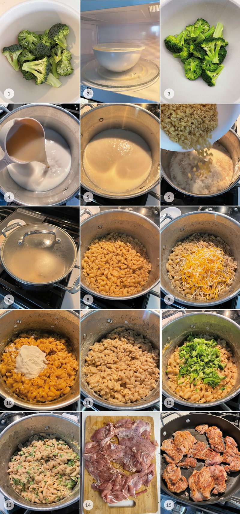 Sýrová omáčka na těstoviny, kuřecí a brokolice - foto postup