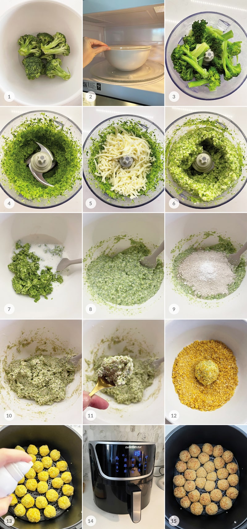 Brokolicovo sýrové kuličky z horkovzdušné fritézy foto postup