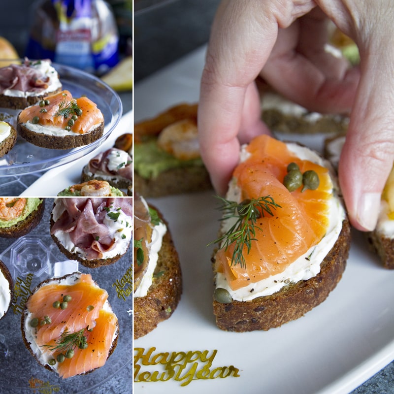 Zdravé lososové jednohubky crostini recept Bajola