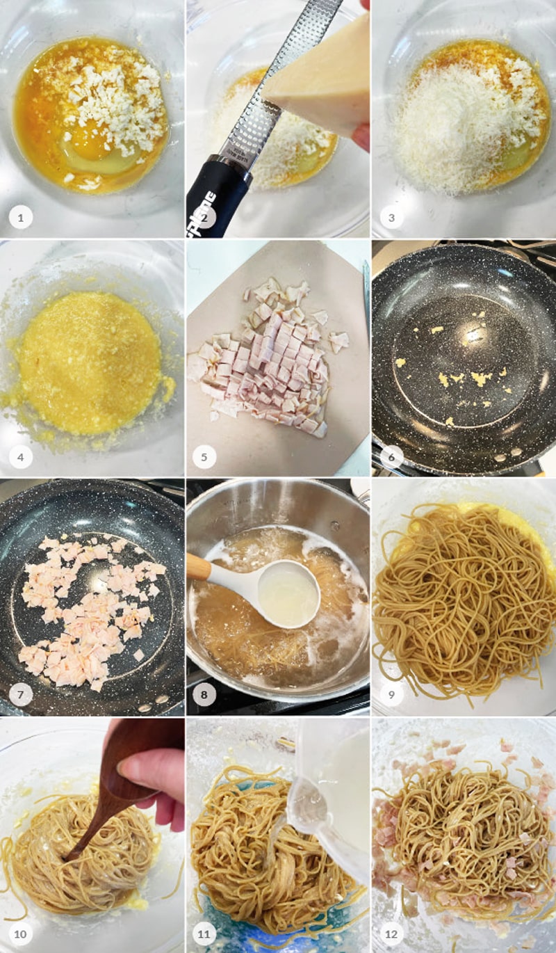 Zdravé špagety Carbonara recept - foto postup