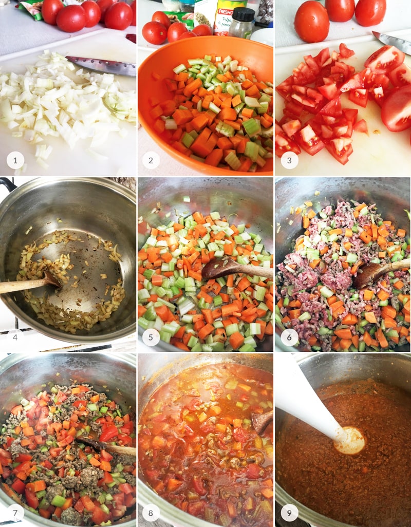 Zdravé boloňské špagety - foto postup