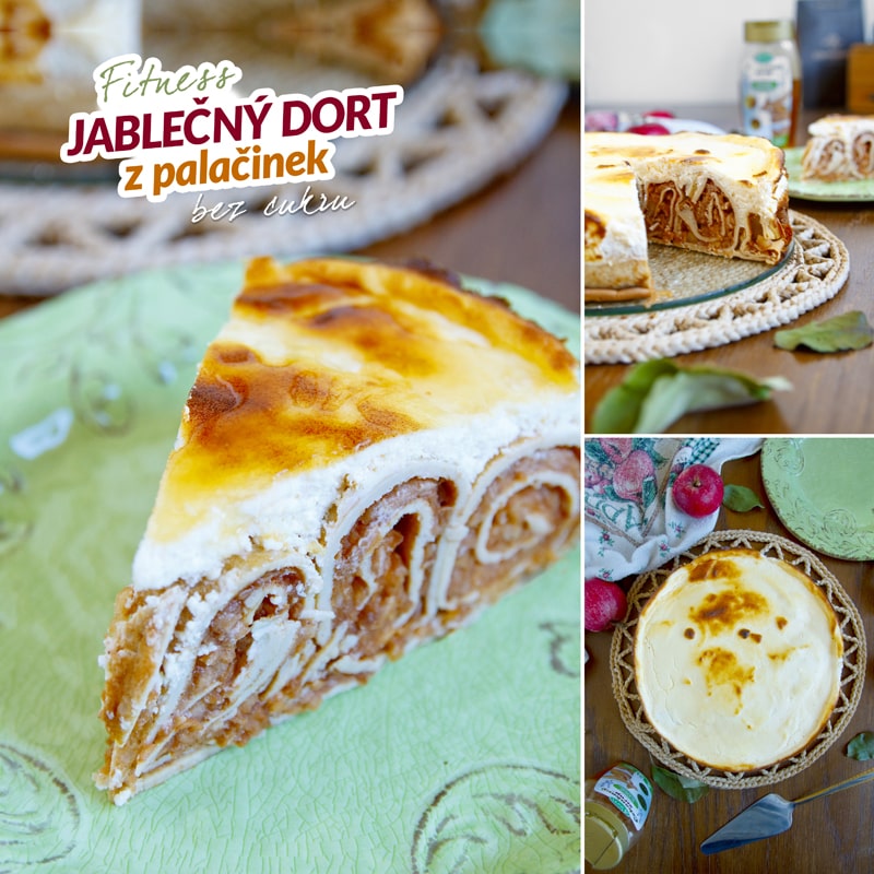 Fitness jablečný palačinkový dort