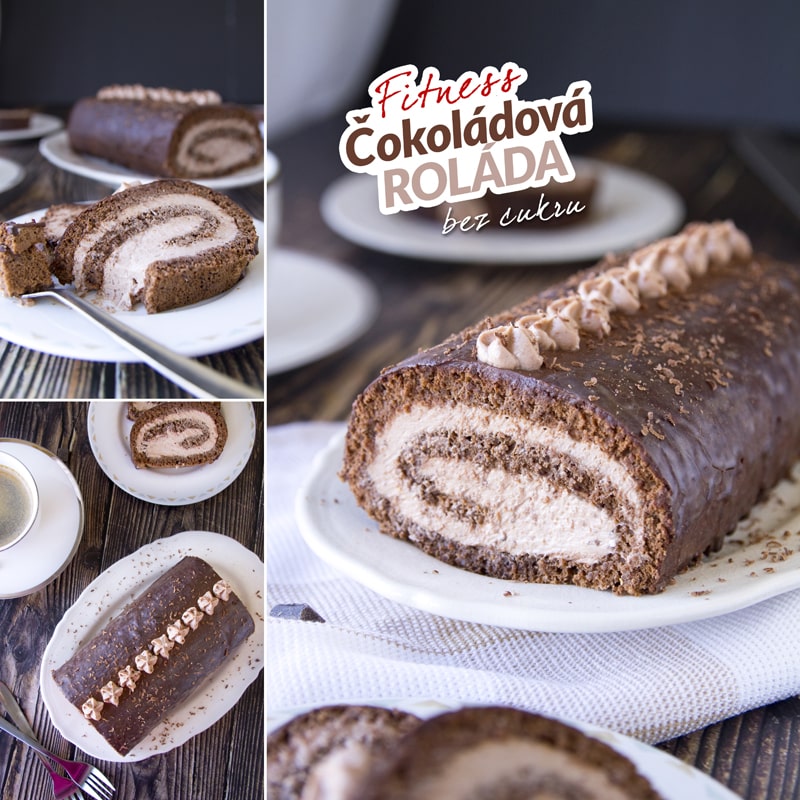 Fitness luxusní čokoládová roláda bez cukru - recept Bajola