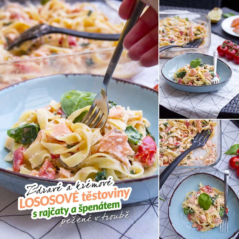 Zdravé těstoviny s lososem a špenátem - recept Bajola